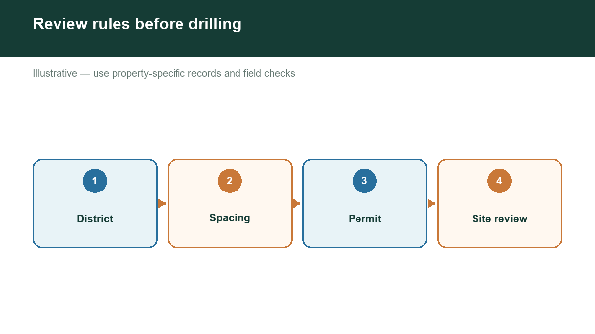 Diagram showing review rules before drilling with labeled stages or factors.
