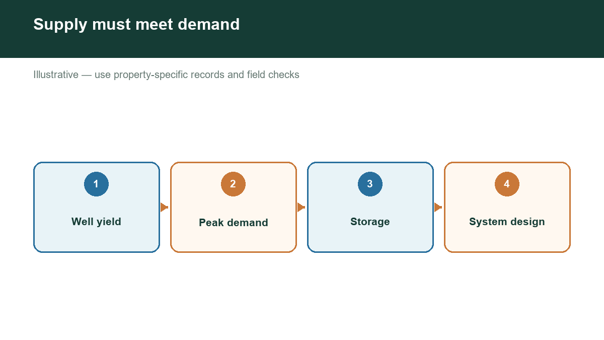 Diagram showing supply must meet demand with labeled stages or factors.