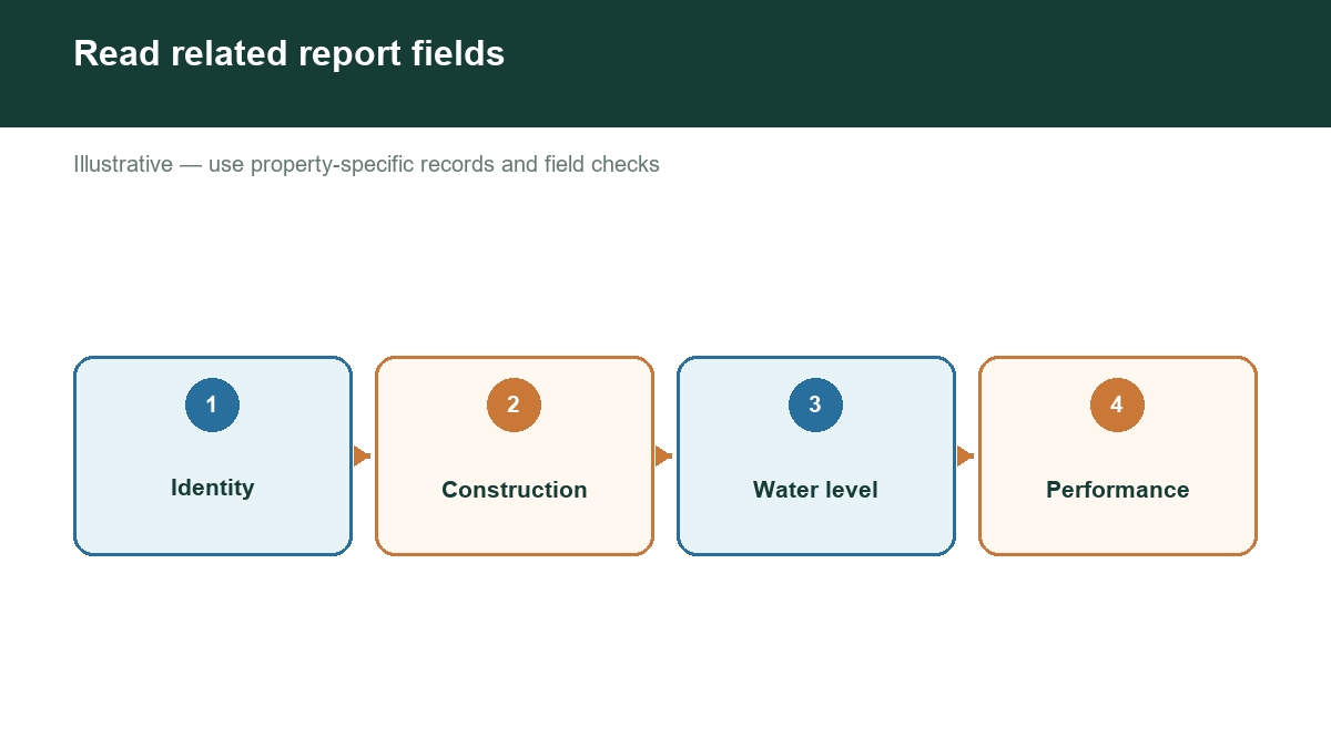 Diagram showing read related report fields with labeled stages or factors.
