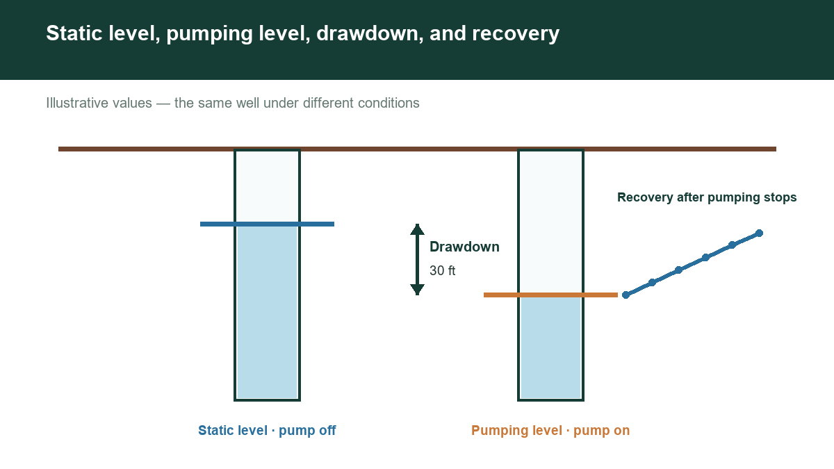 Diagram showing one well, different conditions with labeled stages or factors.